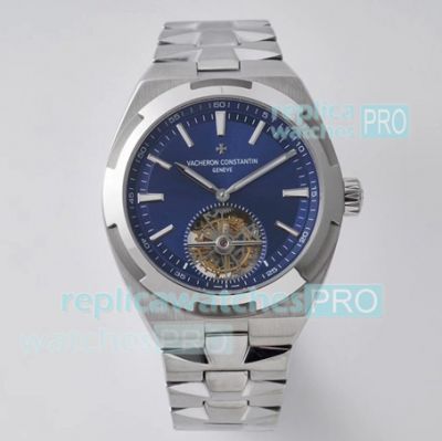 EUR Factory Swiss Replica Vacheron Constantin Overseas Tourbillon Watch Blue Dial